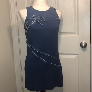 Navy dress with zipper design